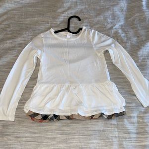 Burberry girls peplum long sleeve shirt